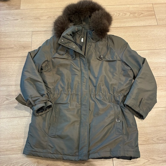 Pendleton Women’s Green Iridescent Full Zip Fox Fur Parka Coat Size M *READ - Picture 1 of 10